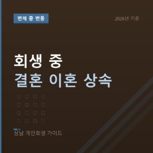 성남 개인회생 회생 중 결혼 이혼 상속